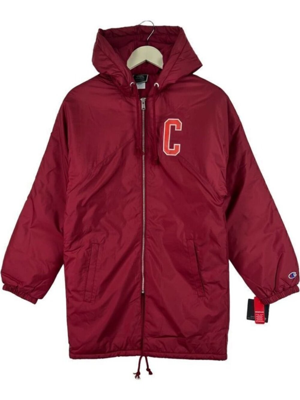 Champion Men Red Hooded Lightweight Puffer Down Winter Jacket Coat US XS